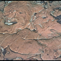 風化作用常會沿著節理面進行，如有水流經時，會造成岩石內含的鐵礦物成分發生氧化作用，結果形成氧化鐵的帶狀花紋，稱為「風化紋」或「鏽染紋」。且由於氧化鐵的抗蝕力比周圍的砂岩強，在差異侵蝕作用下，形成凹凸有序的地形景觀。