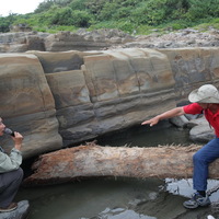 經濟部中央地質調查所李組長解說小野柳的岩層