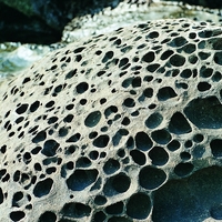 屏東佳樂水海邊的砂岩由於生物與鹽的風化作用，導致表面形成蜂窩狀的蜂窩岩。這些蜂窩岩仍會慢慢風化，造成小洞穴的擴大。