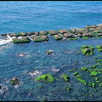 	


在野柳岬的西北側，海崖下方近海水面有豆腐岩的地形，其成因是岩層受到板塊運動的擠壓，產生二組平行節理，加上海水沿著節理侵蝕切割，產生類似豆腐的外型，因而稱之為豆腐岩。
