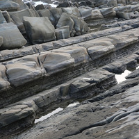 小野柳的砂岩為傾斜岩層，在地質上為利吉層中夾帶的巨大外來岩塊，以砂岩層及泥質岩層互層為主，在海岸邊形成如階梯狀的排列。