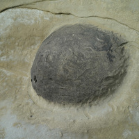 位於砂岩上方的結核團塊，因為外觀像圓球一般，可稱為珠
石或地球石，為差異侵蝕作用所形成的地景。