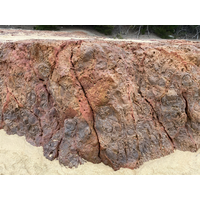貓公石為保護海岸的天然消波塊，主要成分為是氧化鐵，故外表為鐵鏽色。貓公石的成因與當地岩性有直接的關係，是由上覆沉積岩紅土層中的氧化鐵，沉澱於岩石裂隙中，形成鐵網紋，再進一步受海水沖刷移除岩石風化後的高嶺土，由鐵網紋硬化為岩質鐵網紋，形成多孔的外觀。