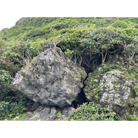 1887.
風化後的集塊岩，慢慢崩解而形成侵蝕殘餘的現象。蘭嶼邊坡有許多類似的現象，正是日後繼續風化侵蝕，繼續被搬運的來源。