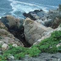 北竿諸多海岸線和海岬長期受到東北季風和澎湃海浪作用下，空氣和海水沿著原有岩石的小節理持續侵蝕，於是小節理慢慢變大且沿節理面持續作用，至變為海蝕溝。被風化的淺色岩石在蔚藍海水和崖邊綠色海濱植物襯托下，譜成一幅瑰麗的地景。
