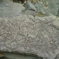 台灣東北角地區的鼻頭角的生痕化石景觀。生痕化石說明過去沈積物沈積時，生物活動所留下的種種痕跡，本照片係於東北角海岸的鼻頭角地區所拍設的沙棒景觀。