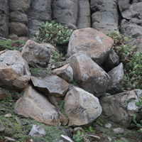 玄武岩柱和岩石玄武岩柱的倒塌