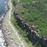 The basaltic coastline from above view
