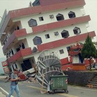 Heavily damaged building in 921 Earthquake